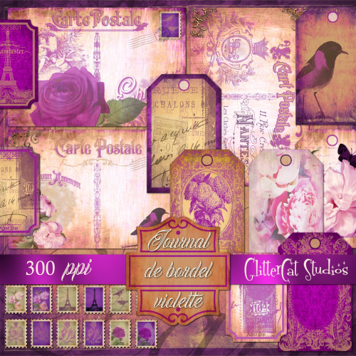 "Journal de bordel violette" Junk Journal Kit