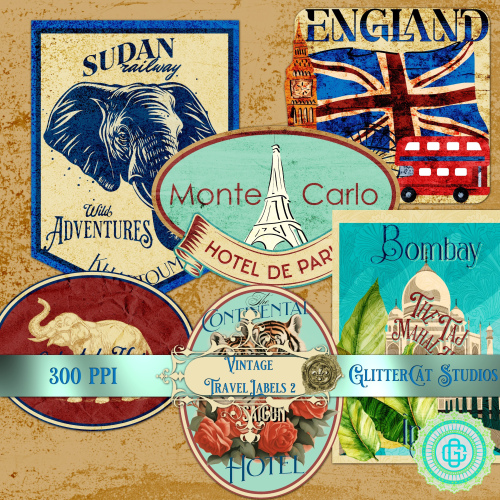 Reproduction Victorian Travel Labels--Asia