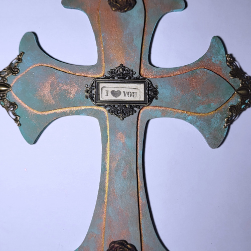 Mixed-media Wood Patina Effect Cross