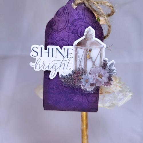Mixed-media Tag Shine on Purple