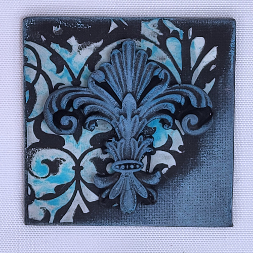 Mixed-Media Magnets Aqua Resin on Black