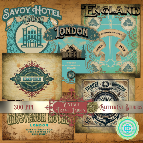 Reproduction Victorian Travel Labels--England