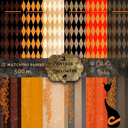 Vintage Halloween 12" x 12" Papers